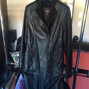 Black leather winter jacket